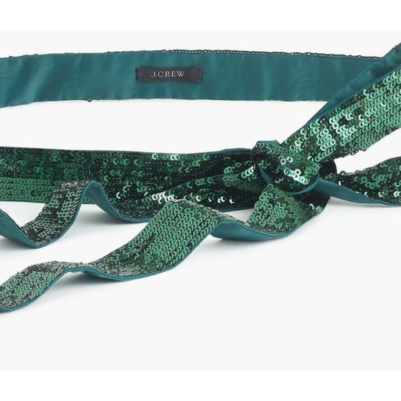 J. Crew Accessories - Green Sequin Tie Belt